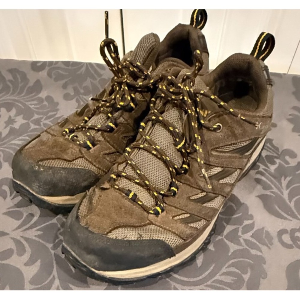 Columbia Men's Hiking Trail Shoes Brown Black Yellow Lace Up Outdoor Trekking